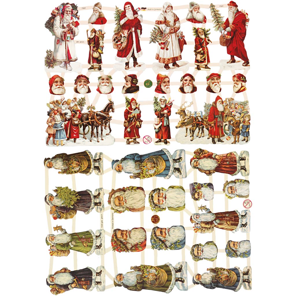 Creativ company images vintage, Père Noël, feuille 16,5x23,5 cm, 2 feuilles 1 boîte