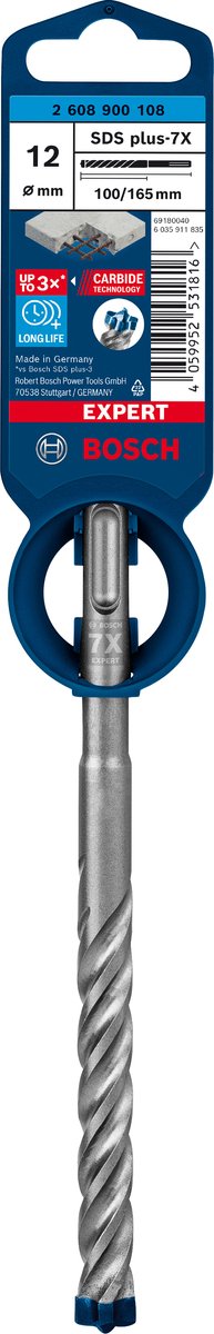 Bosch expert sds plus-7x marteau perforateur 12 x 100 x 165 mm