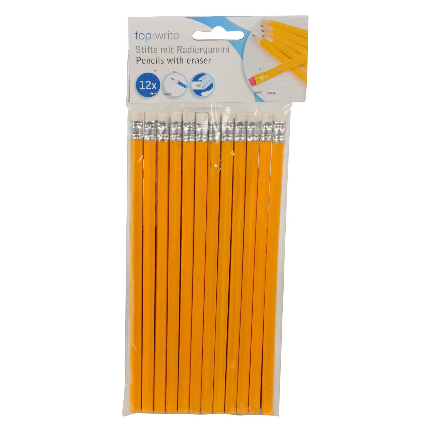 Crayon et gomme hb, 12 pièces.