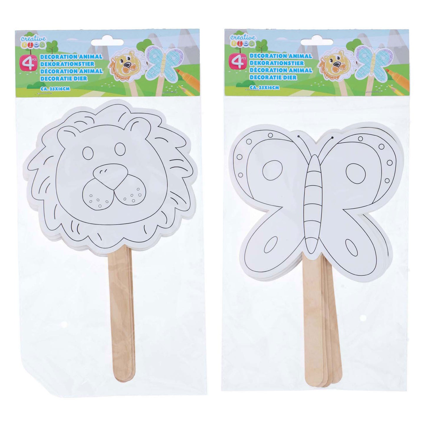 Masques décoratifs avec manche en bois, 4 pcs.
