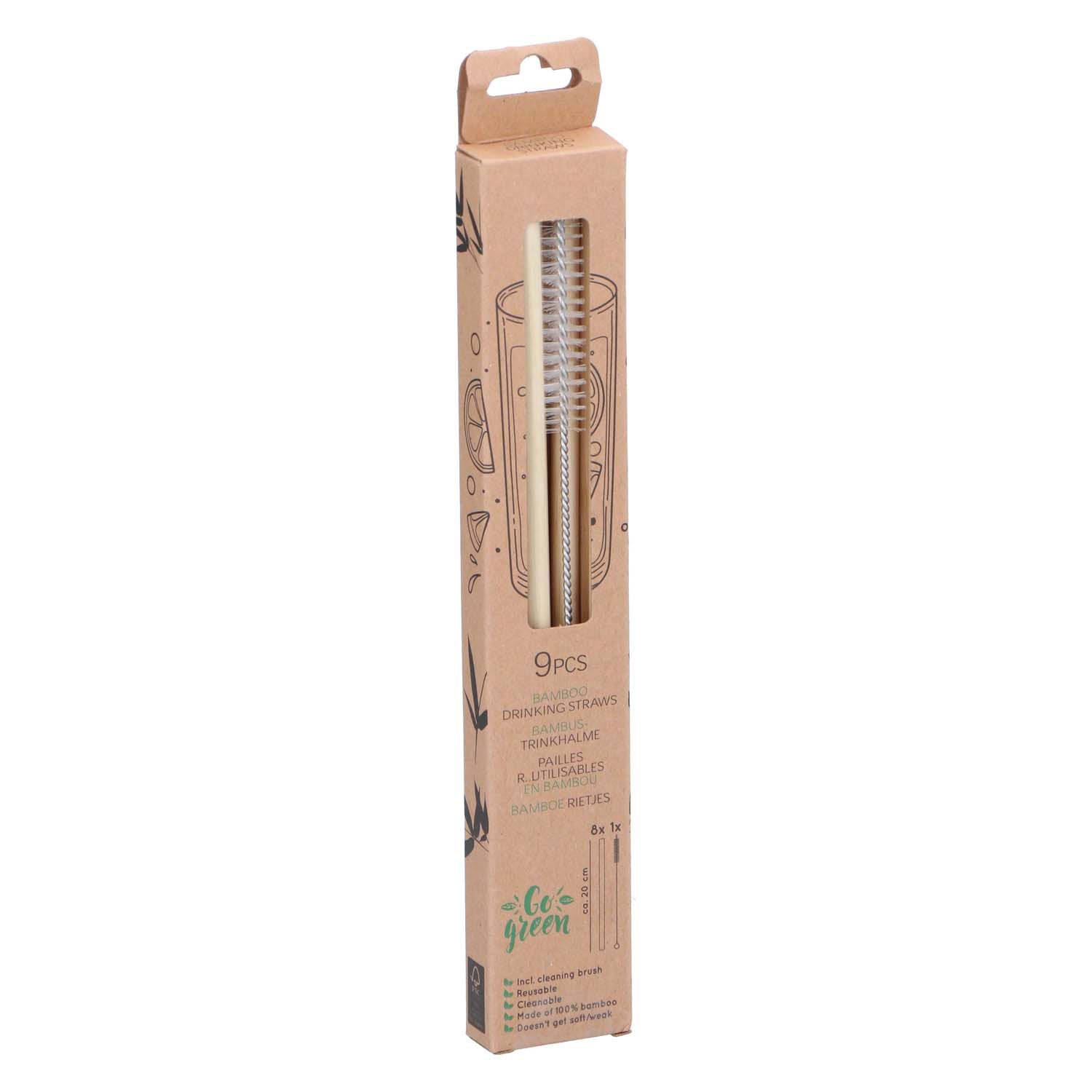 Pailles en bambou, 9 pcs.