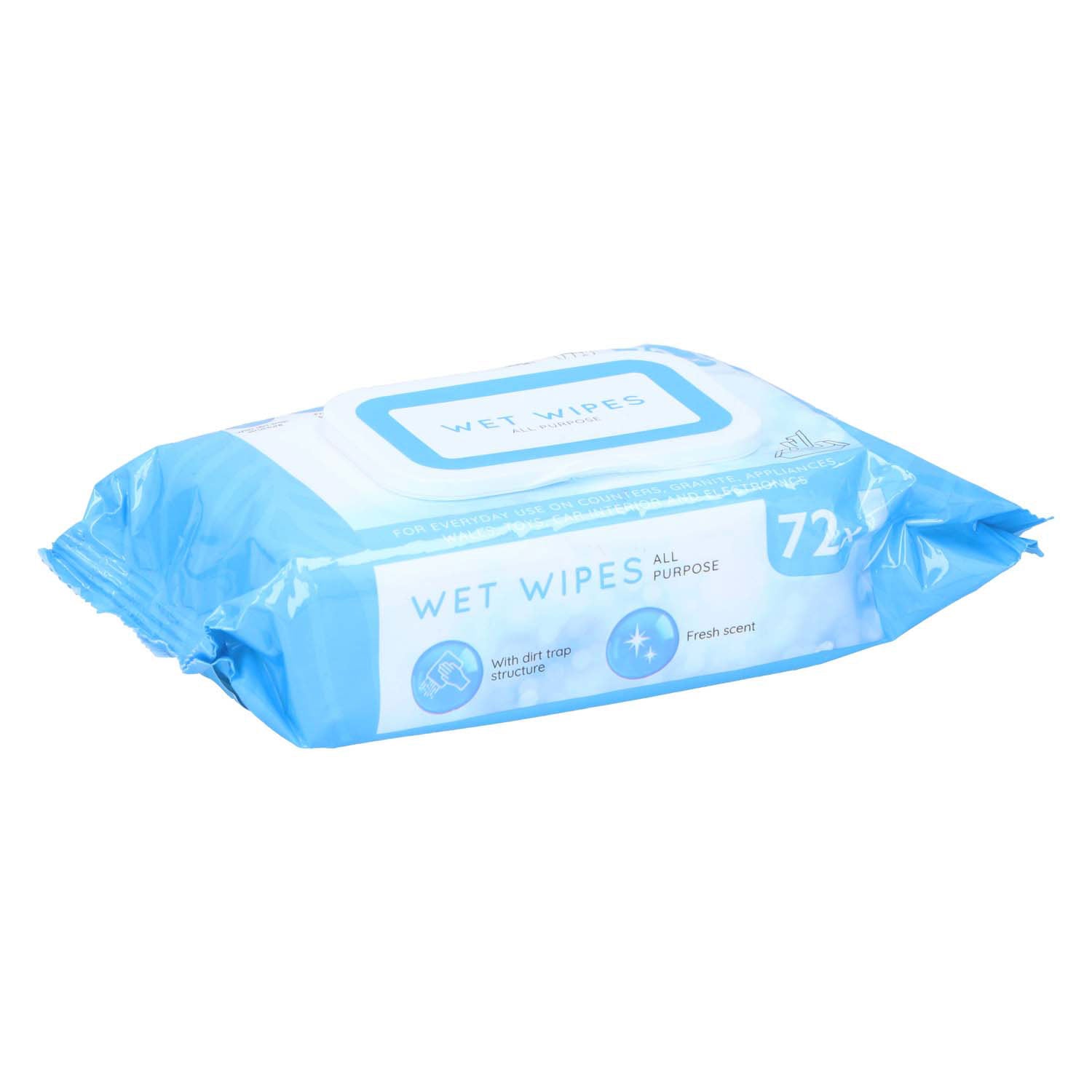 Lingettes nettoyantes humides tout-en-un, 72 pièces.