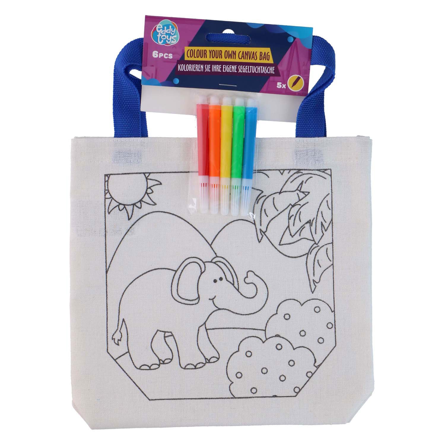 Sac en coton avec 5 marqueurs