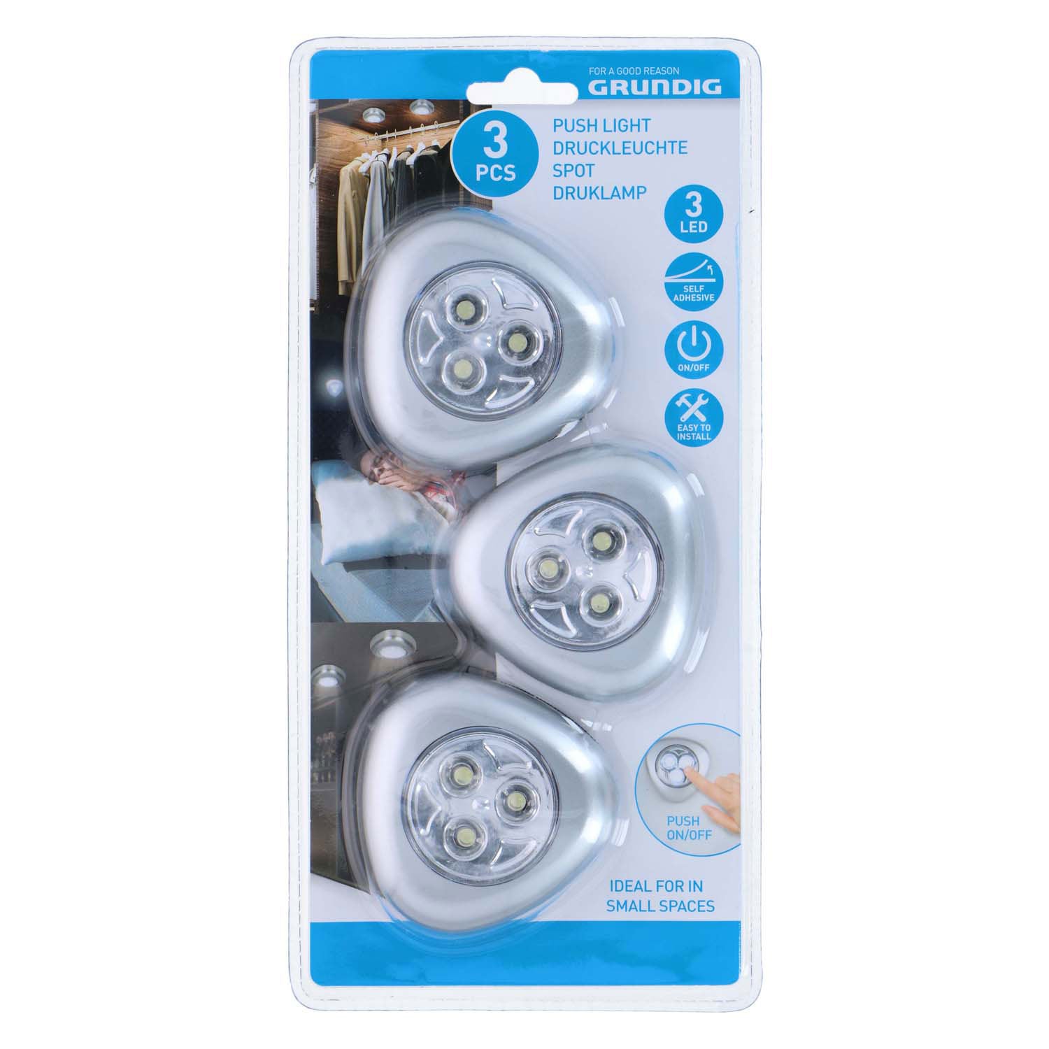 Lampe à pression LED, 3 pcs.
