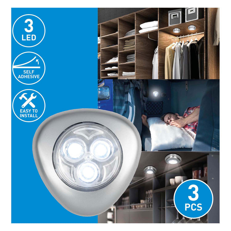 Lampe à pression LED, 3 pcs.