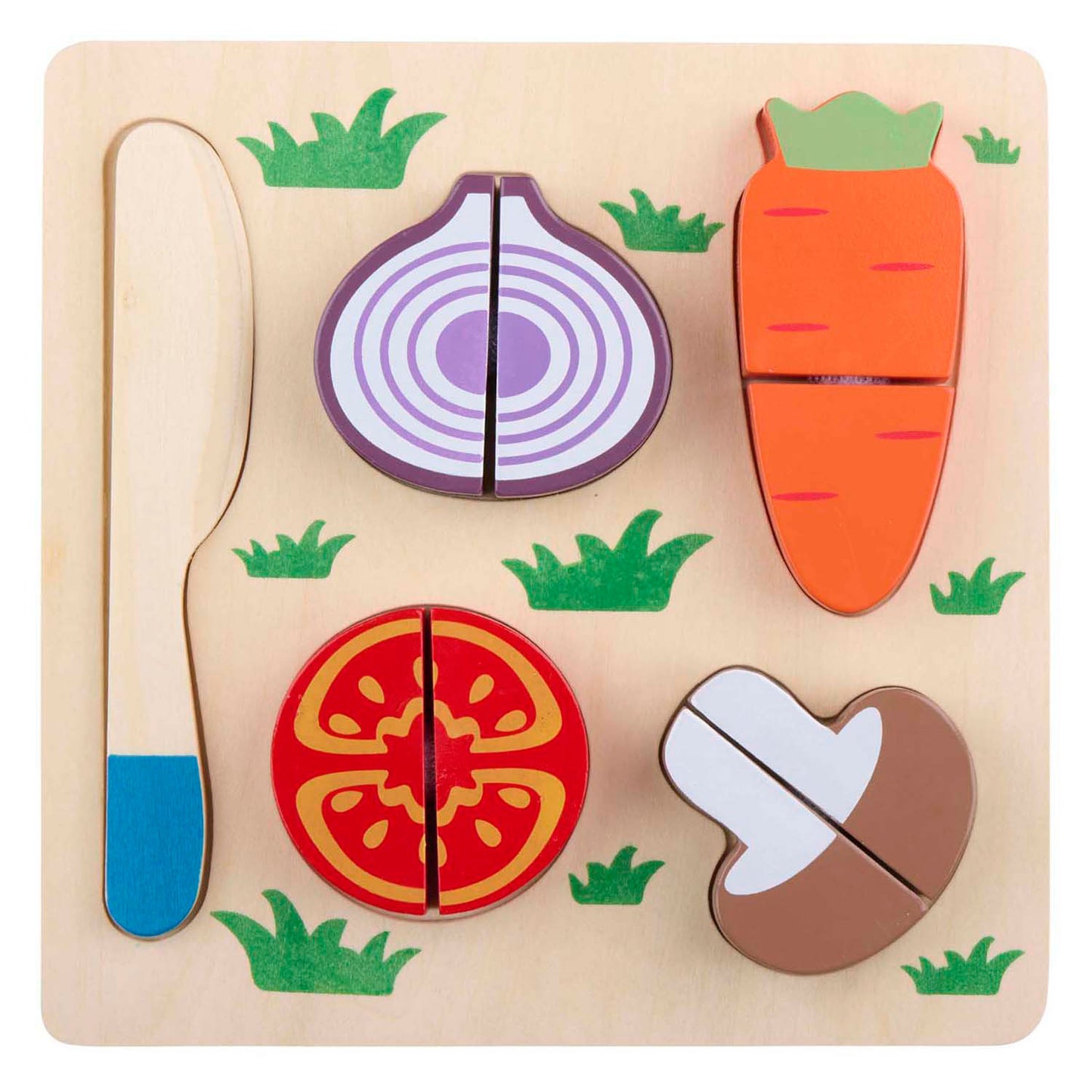 Puzzle à découper en bois légumes, 9 pcs.