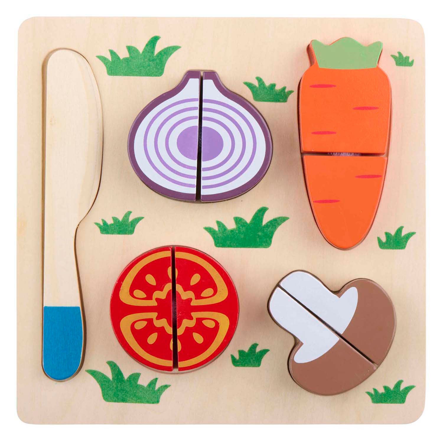 Puzzle à découper en bois légumes, 9 pcs.