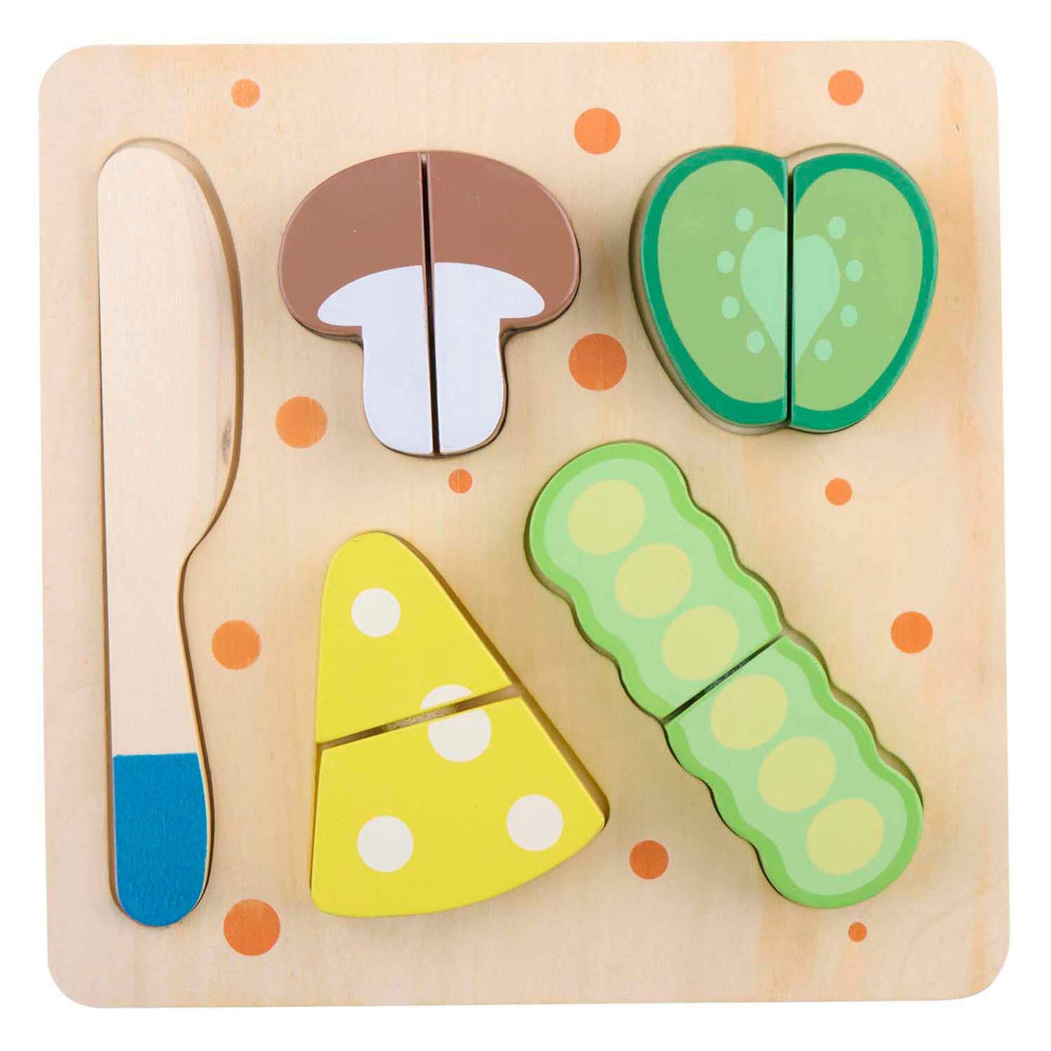Puzzle à découper en bois légumes, 9 pcs.