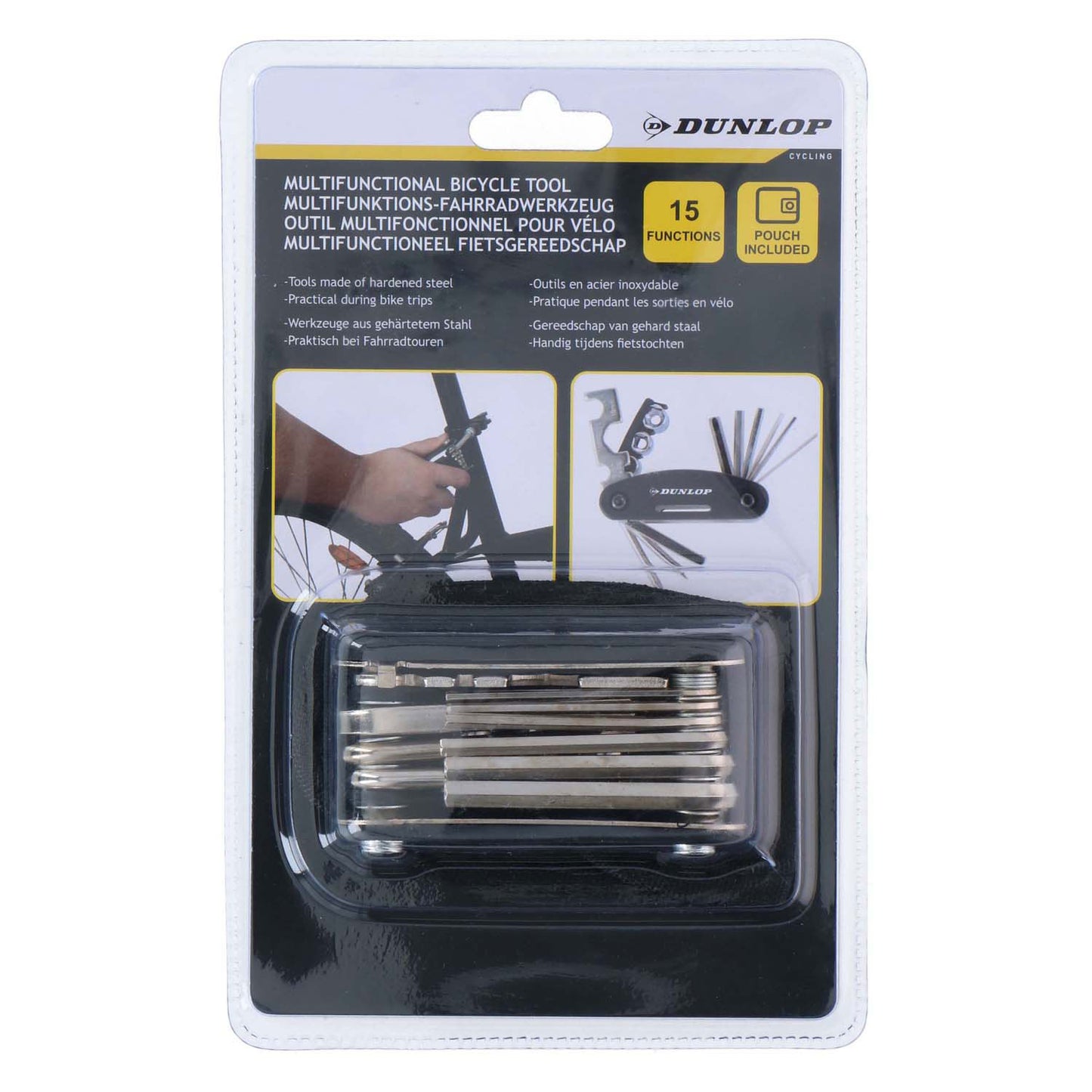 Ensemble d'outils de vélo multifonctions Dunlop avec couvercle