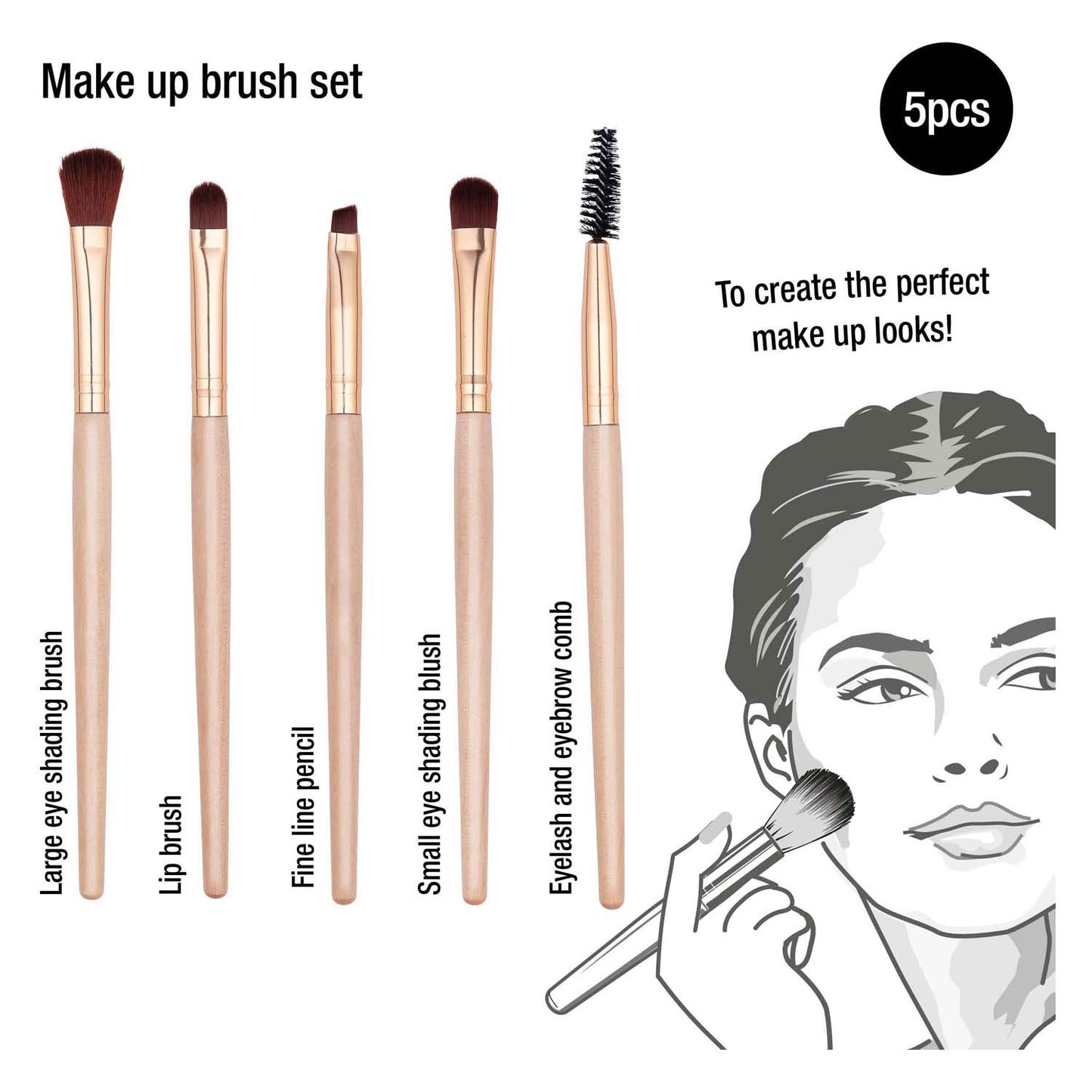 Pinceaux de maquillage, 5 pcs.