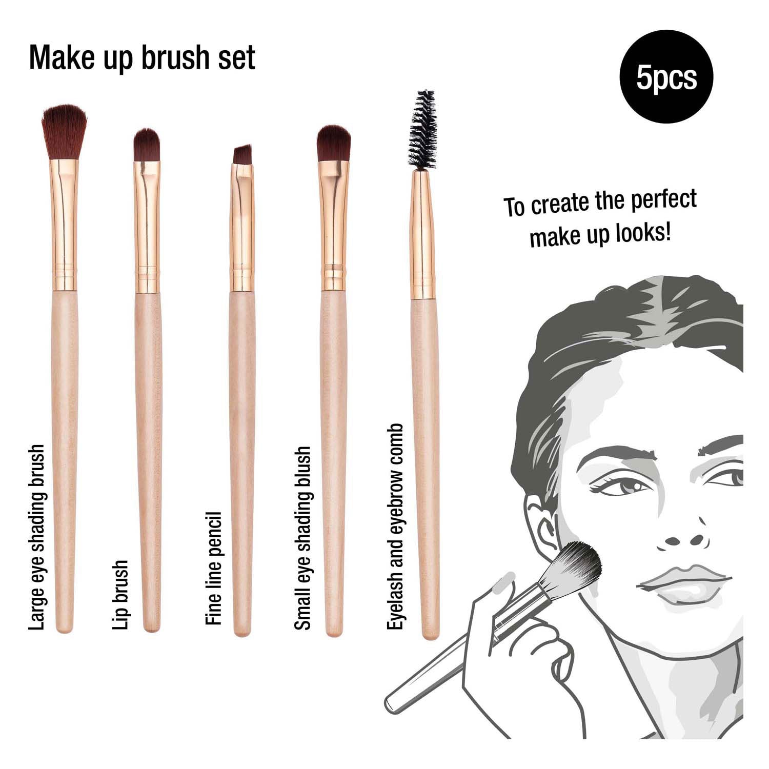 Pinceaux de maquillage, 5 pcs.