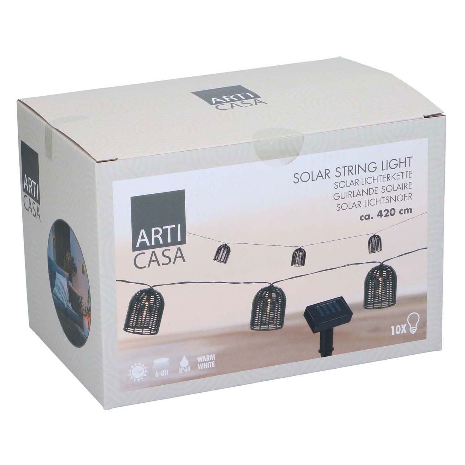 Cordon lumineux solaire noir, 420cm