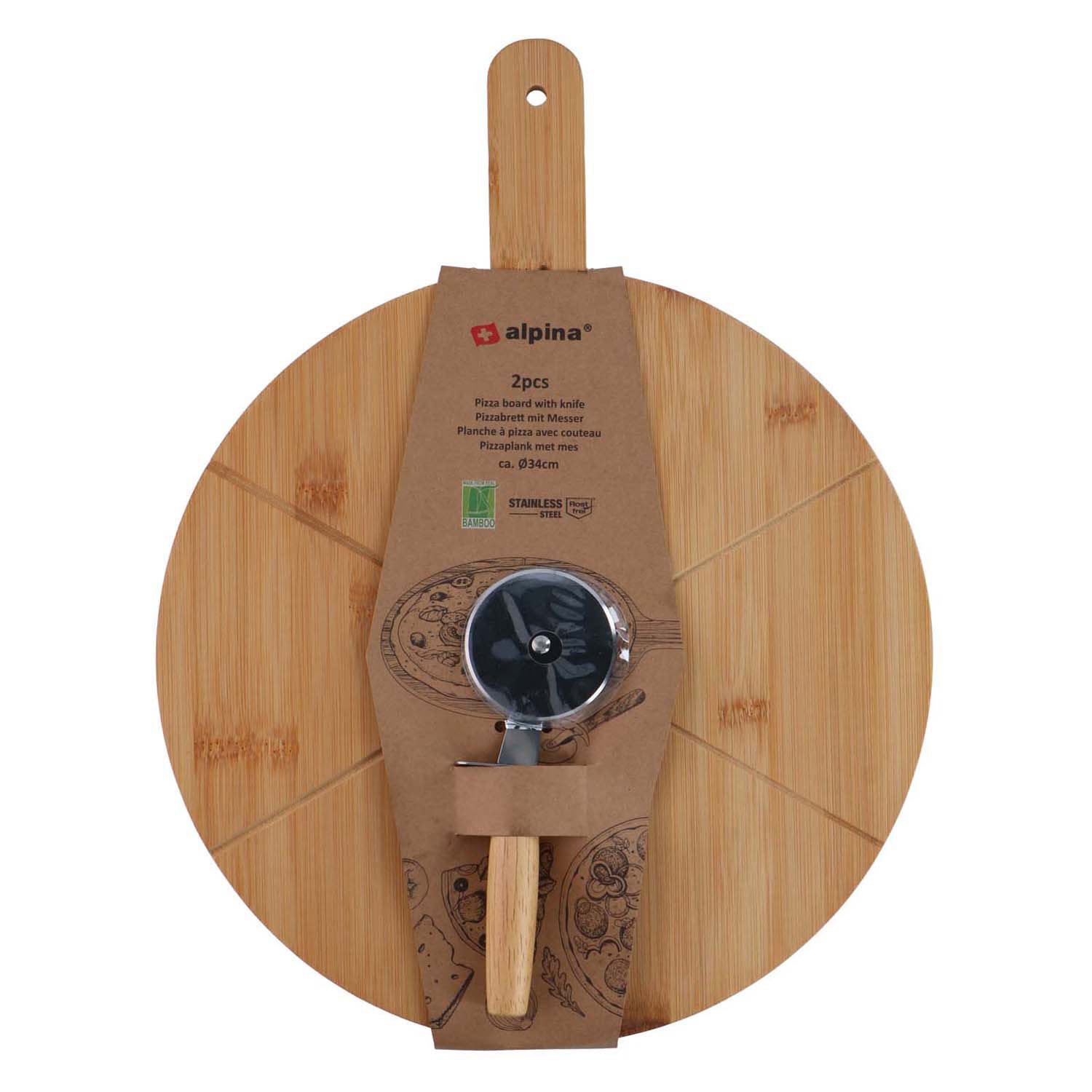 Planche à pizza et coupe-pizza Alpina, 2 pcs.
