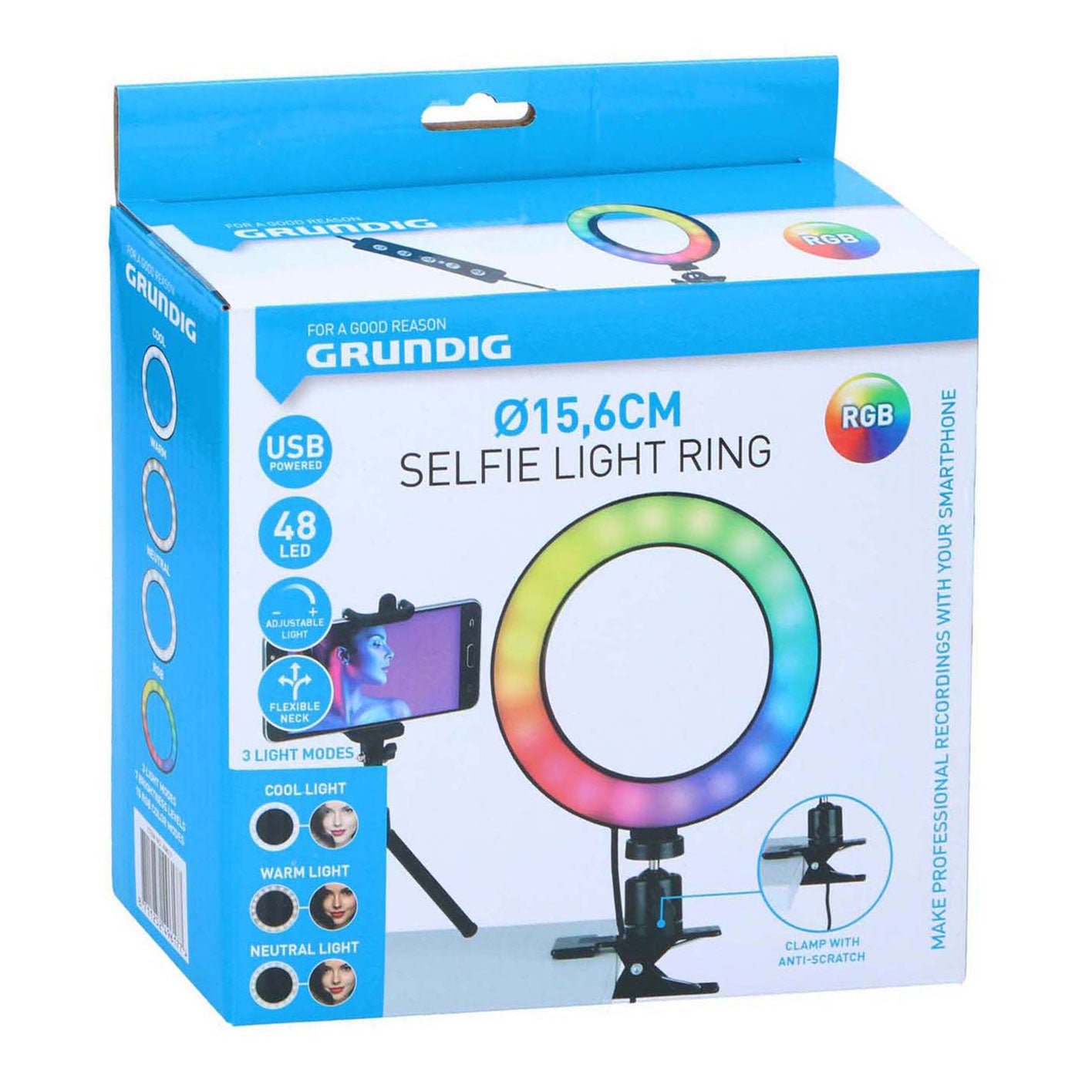 Anneau lumineux pour selfie Grundig 48LED - 15,6 cm