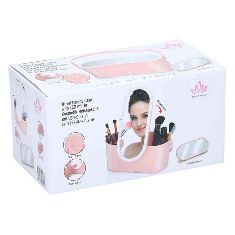Trousse de beauté de voyage avec miroir LED