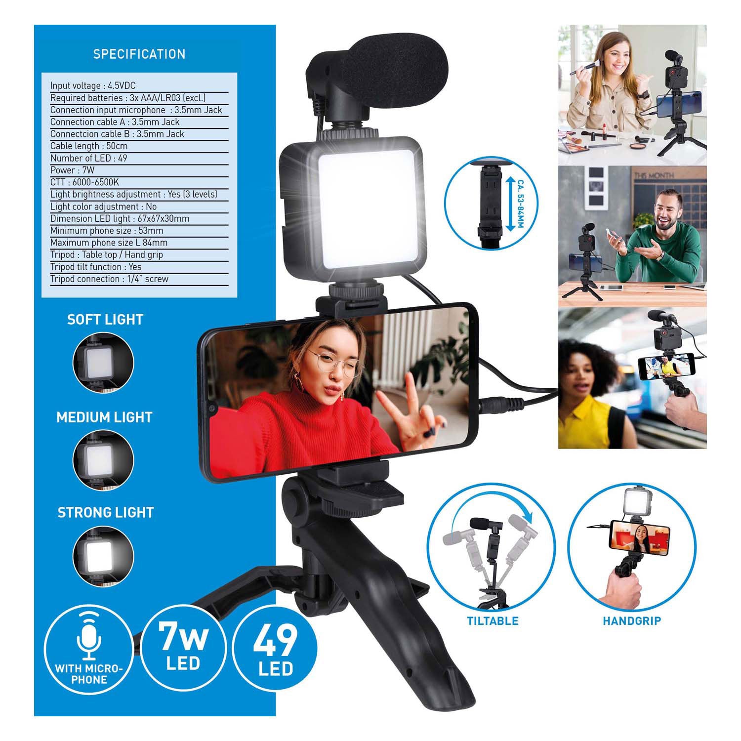 Kit de vlog pour studio selfie 3-en-1