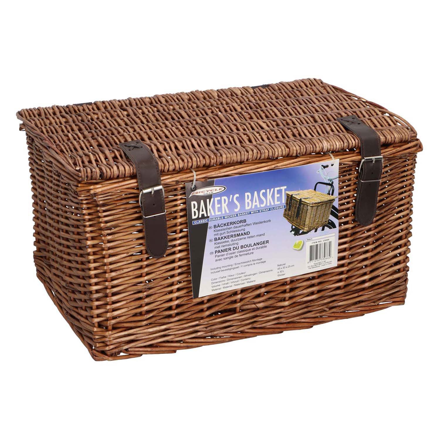 Panier de boulanger vélo marron 45x30x25cm