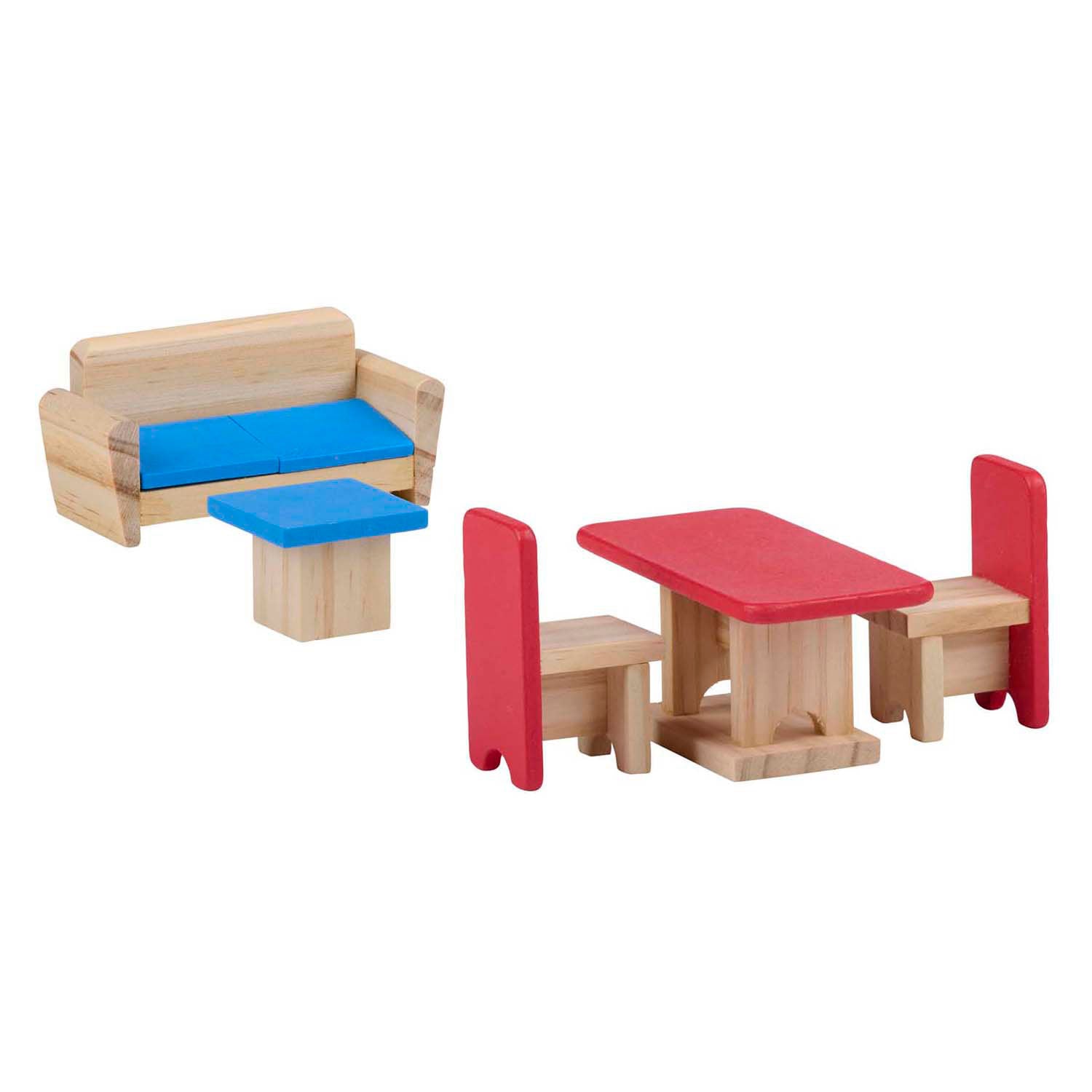 Maison de poupée en bois avec accessoires, 30 pcs.