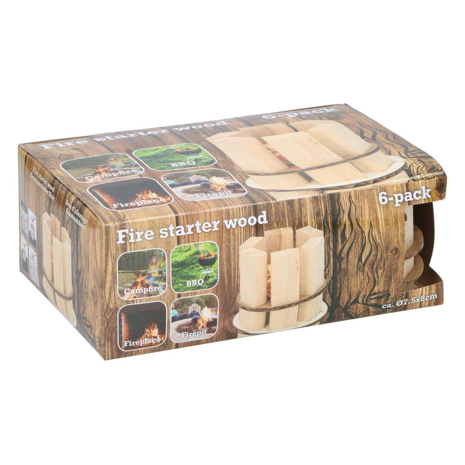 Allume-feu en bois, paquet de 6