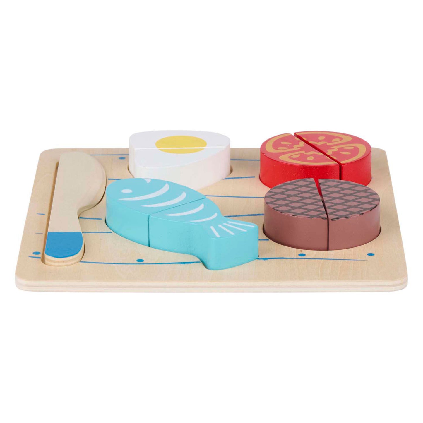 Puzzle à découper en bois viande poisson - 9 pièces.