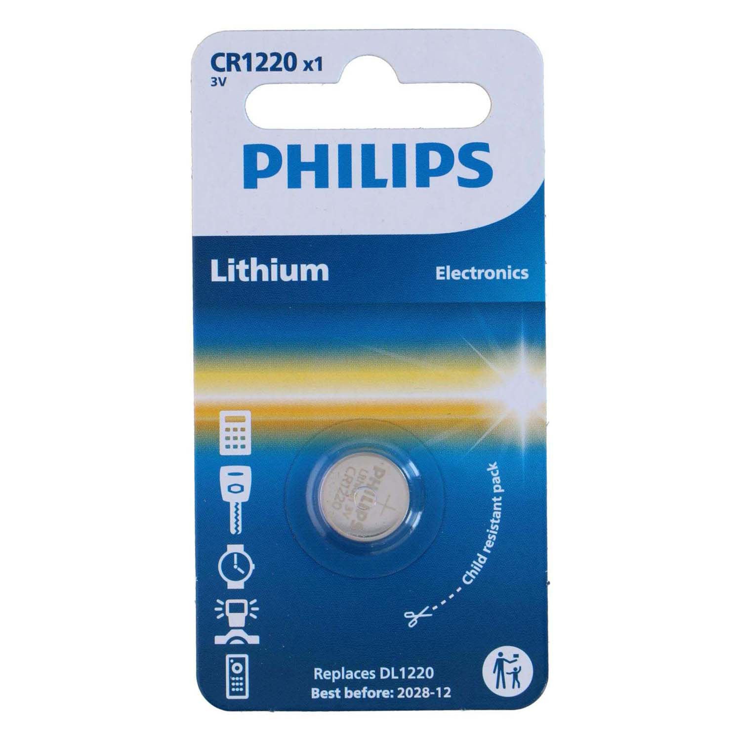 Pile bouton Philips cr1220 lithium