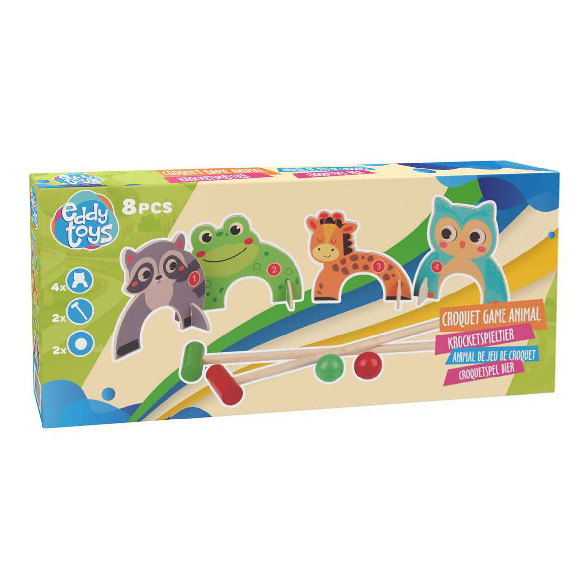 Animaux de jeu de croquet en bois, 8dlg.