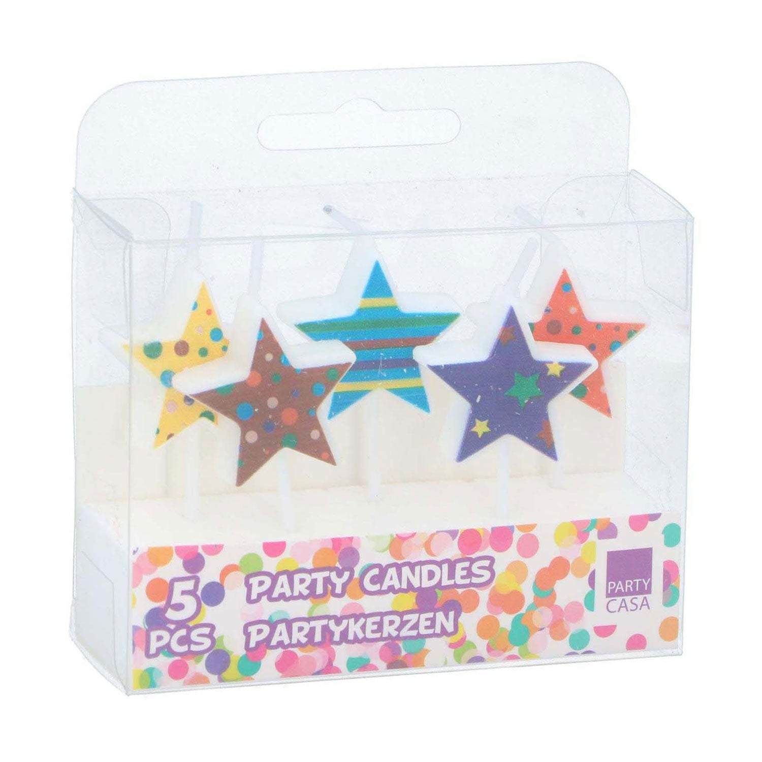 Bougies de fête en forme d'étoile, 5 pcs