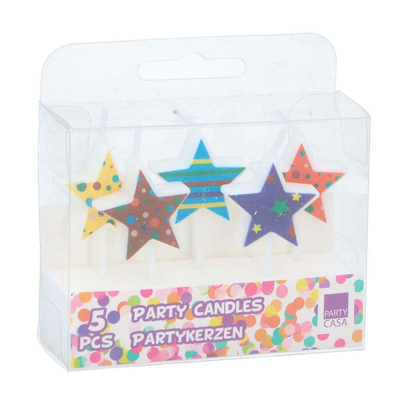 Bougies de fête en forme d'étoile, 5 pcs