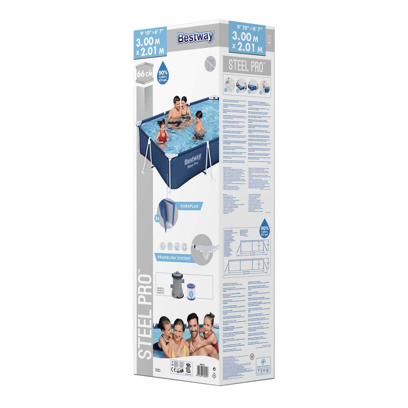 Bestway Pool Pool Steel Pro Set Rectangle, 300 cm