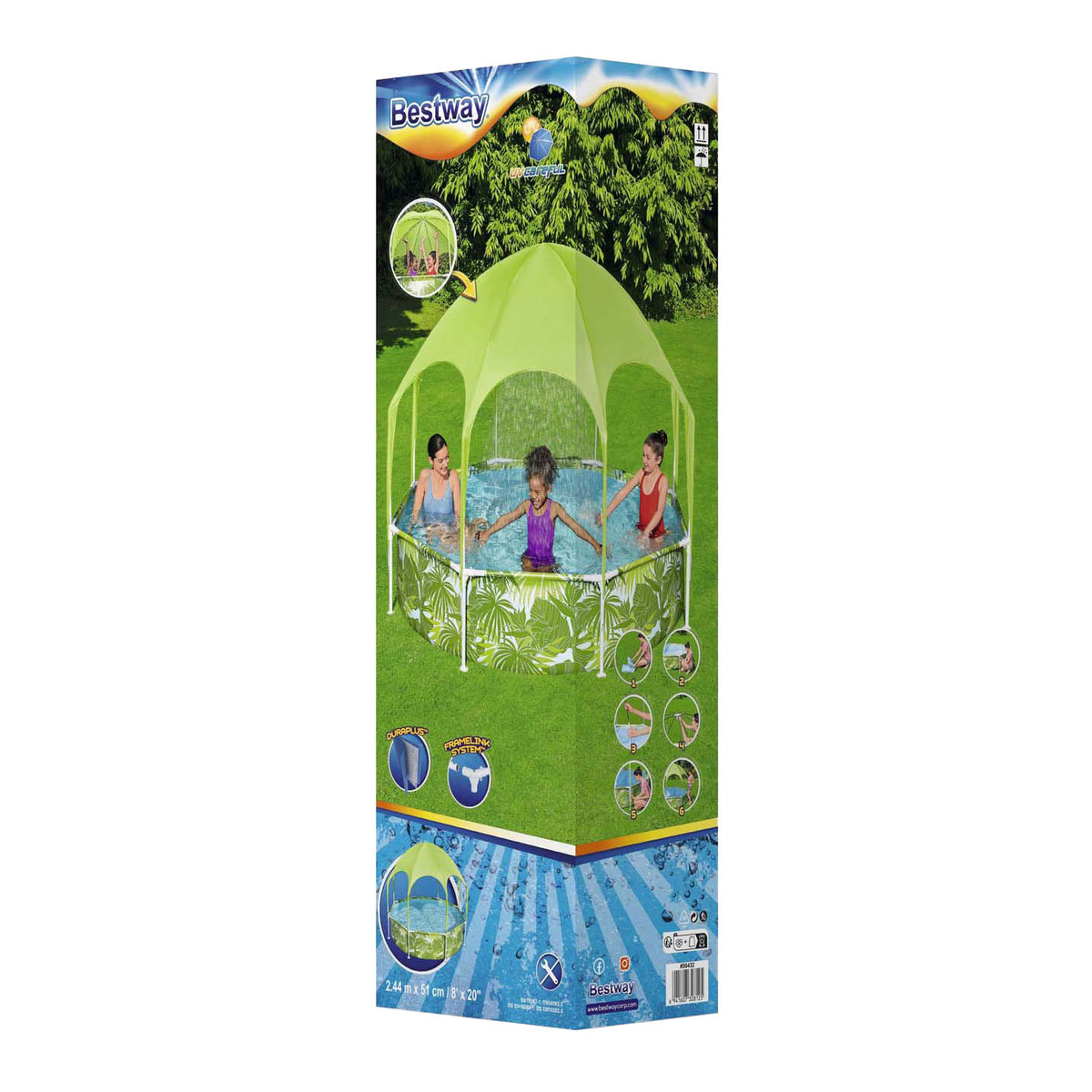 Bestway My First Frame Pool Pool Splash-in-Shade Play Round avec UV Avent, 244 cm