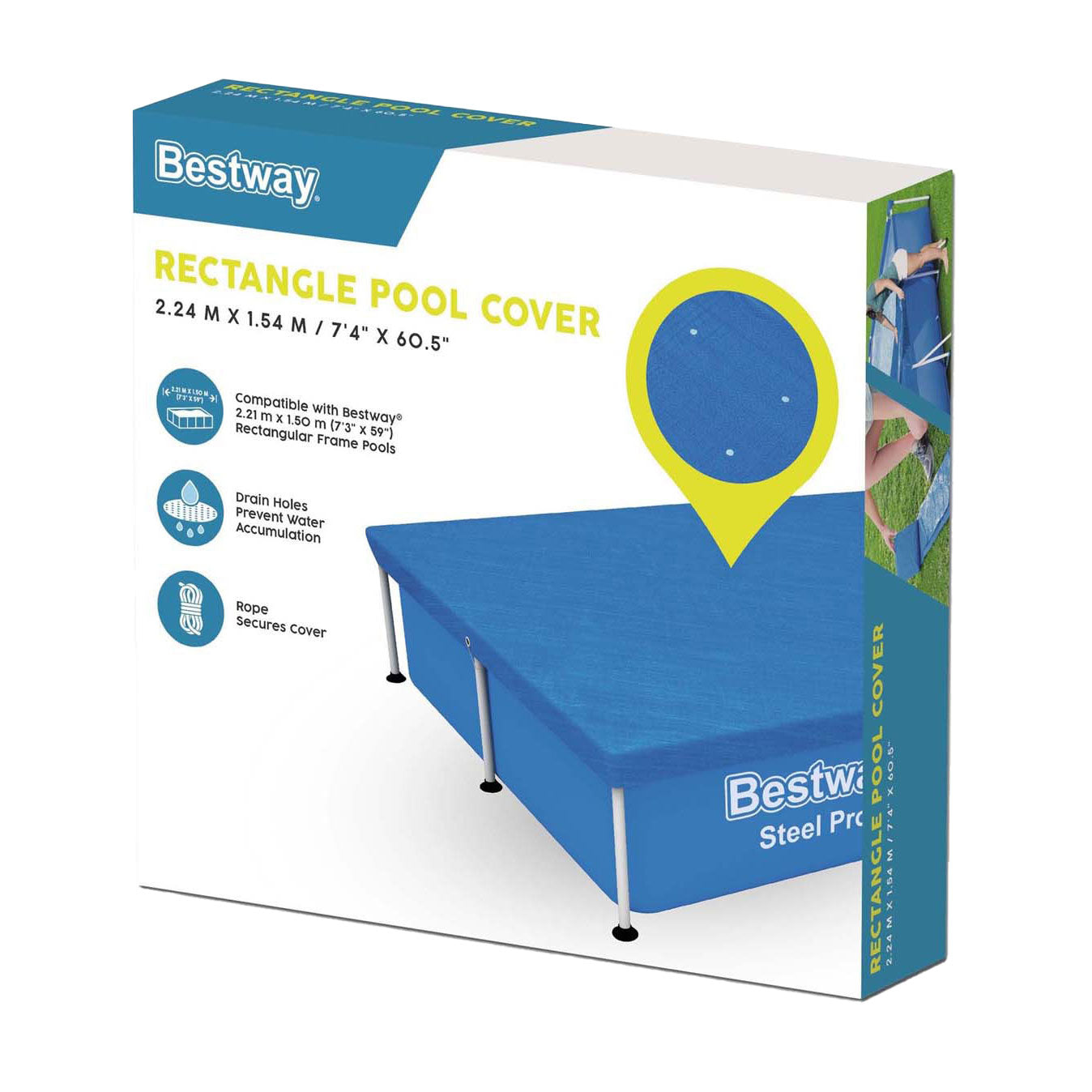 Rectangle de couverture en acier Bestway Recangle 221 bleu