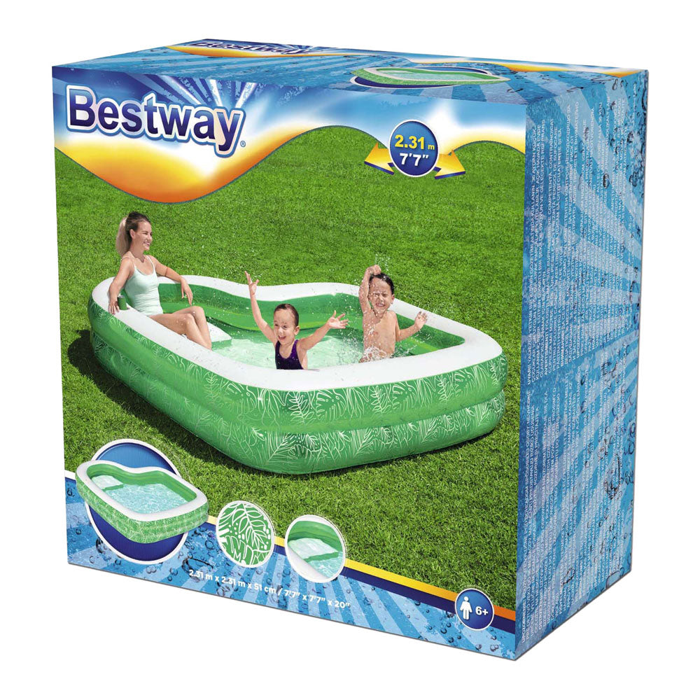 Rectangle de piscine Bestway Rectangle Paradis tropical avec siège, 231 cm