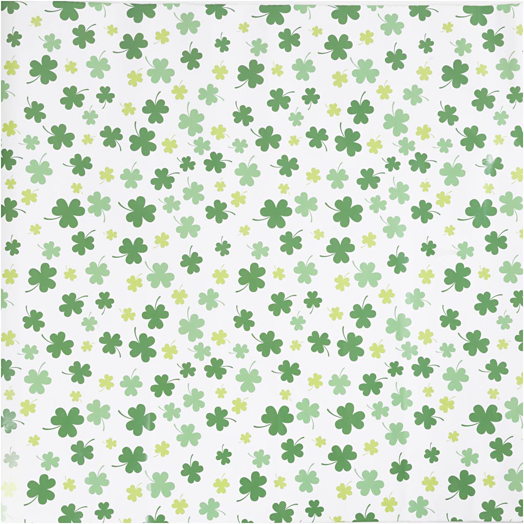 Papier cadeau Creativ company, trèfle vert, l: 50 cm, 80 gr, 100 m 1 rouleau