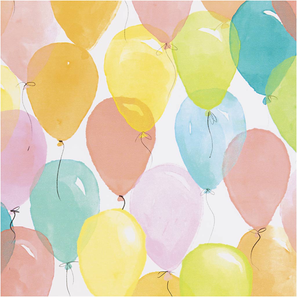 Papier cadeau Creativ company, ballons, l: 50 cm, 80 gr, couleurs pastel, 100 m 1 rouleau