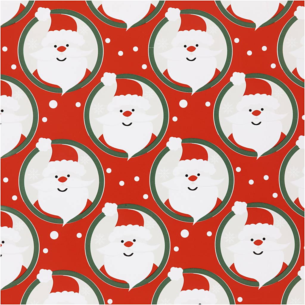 Papier cadeau Creativ company, Père Noël, l: 50 cm, 80 gr, rouge, 100 m 1 rouleau