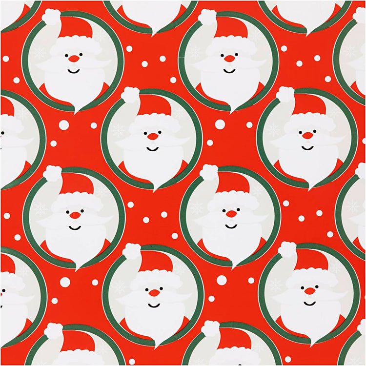 Papier cadeau Creativ company, Père Noël, l: 50 cm, 80 gr, rouge, 100 m 1 rouleau