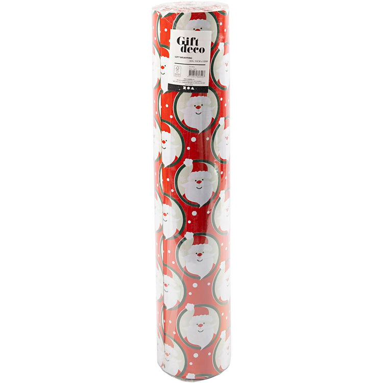 Papier cadeau Creativ company, Père Noël, l: 50 cm, 80 gr, rouge, 100 m 1 rouleau