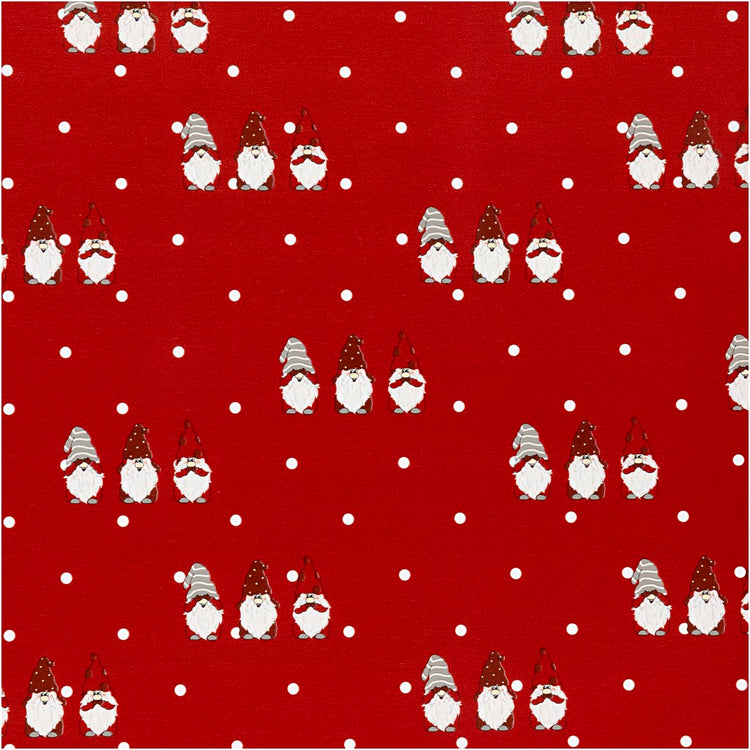 Papier cadeau Creativ company, gnome de Noël scandinave, l: 50 cm, 80 gr, rouge, 100 m 1 rouleau