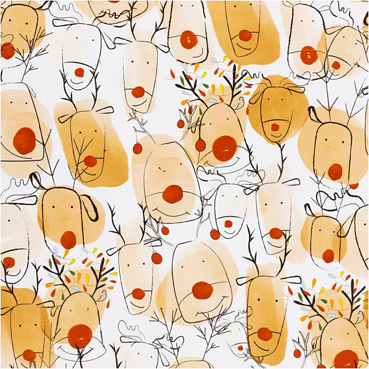 Papier cadeau Creativ company, renne, l: 50 cm, 80 gr, beige, rouge, 100 m 1 rouleau