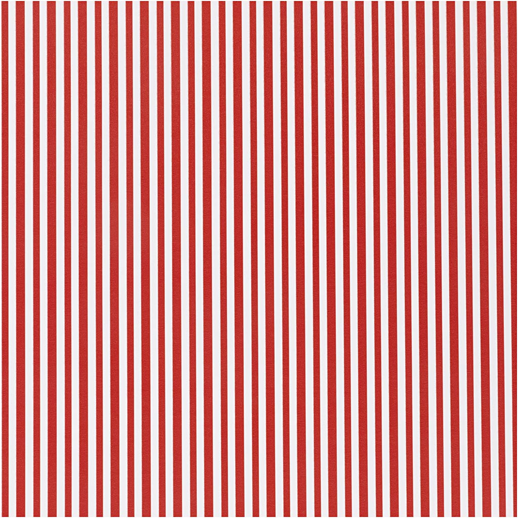 Papier cadeau Creativ company, rayures, l: 50 cm, 80 gr, rouge blanc, 100 m 1 rouleau