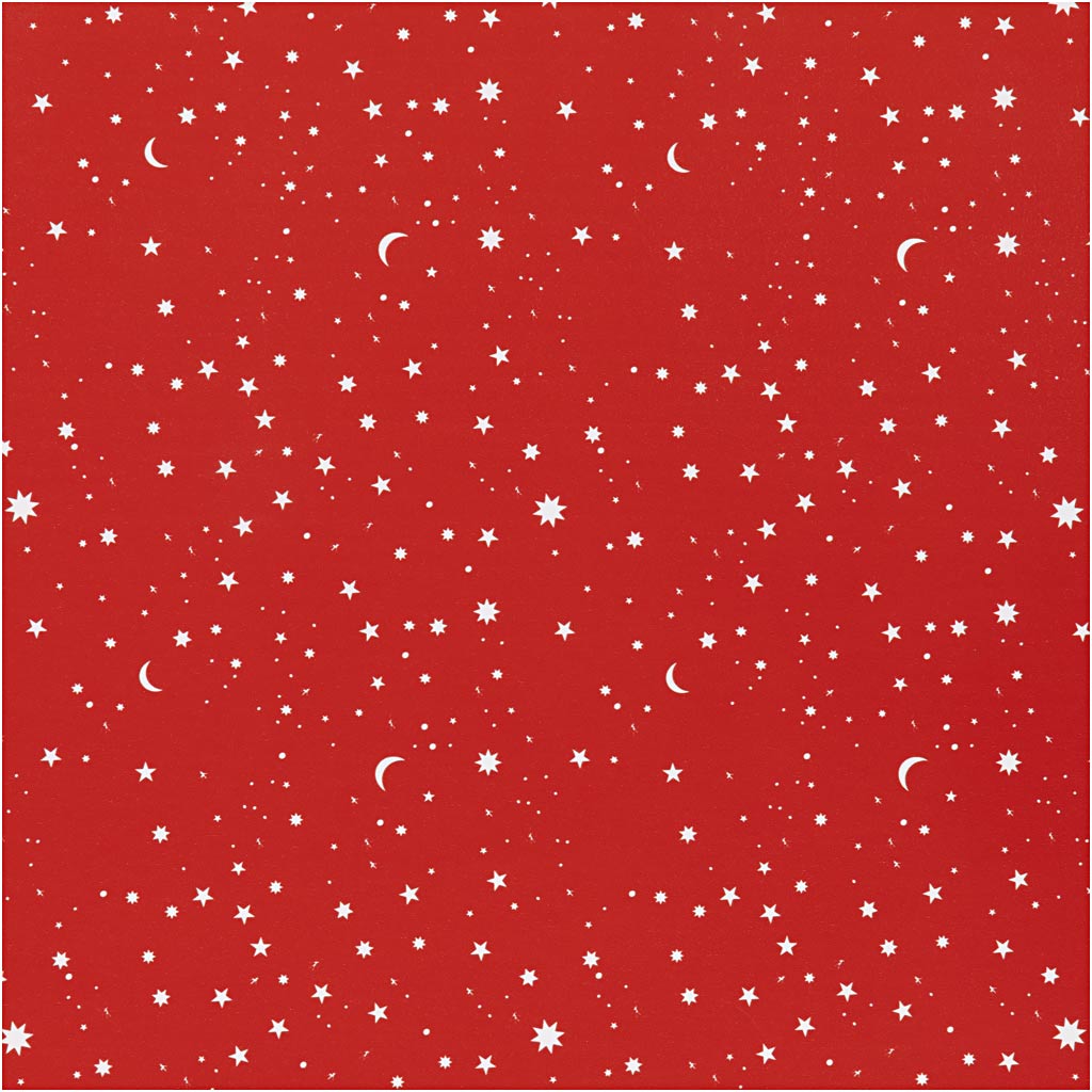Papier cadeau Creativ company, étoiles et lunes, l: 50 cm, 80 gr, rouge foncé, 100 m 1 rouleau