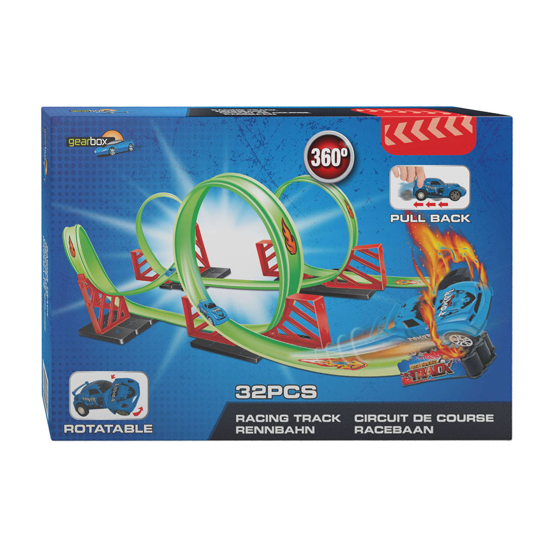 Boucle de piste de course avec une voiture 360 ​​à traction, 32dlg.