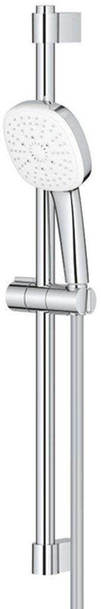Grohe tempesta 110 cube barre coulissante - 60 cm - douchette carrée - 3 types de jets - flexible de douche lisse - avec porte-savon - chrome