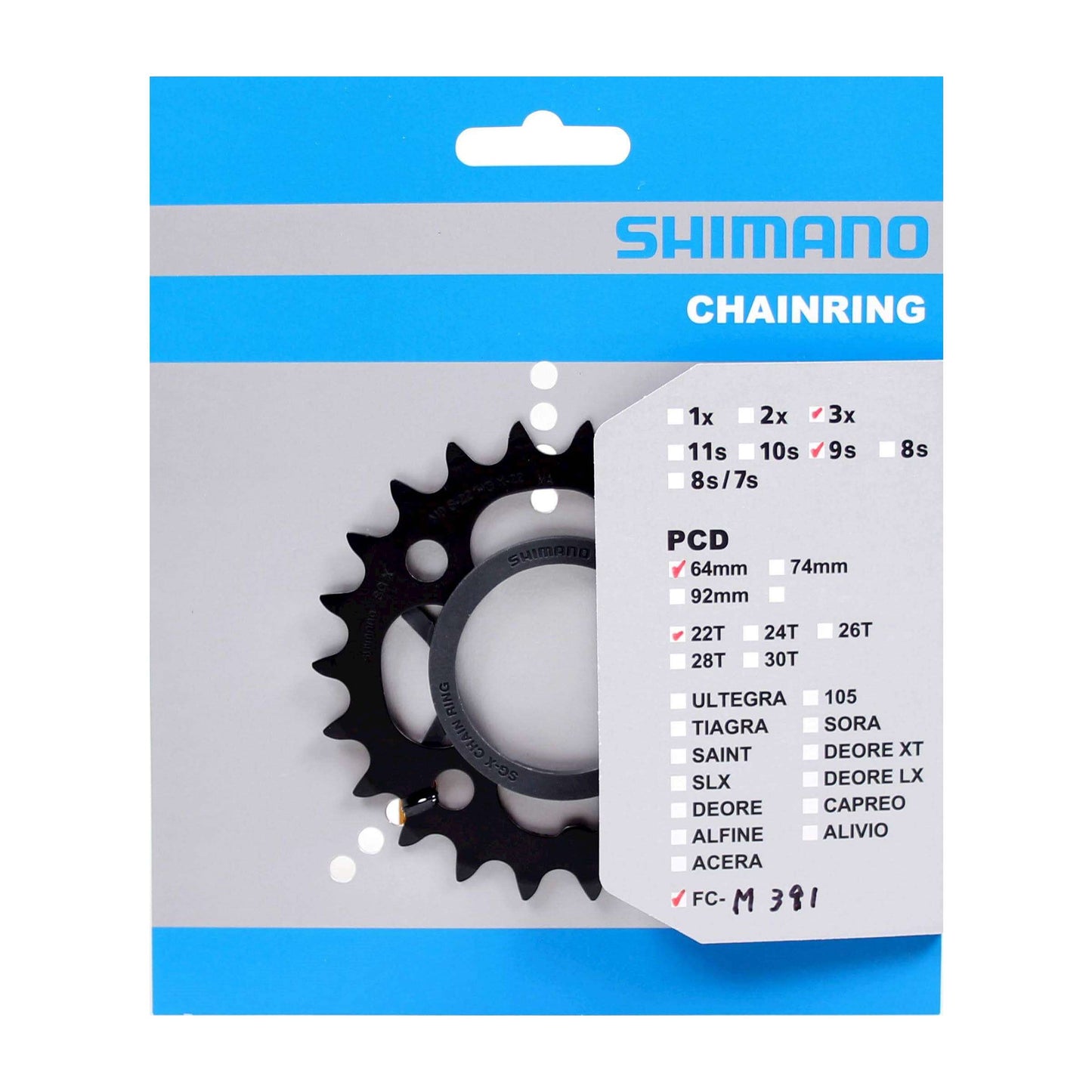 Plateau Shimano 22t FC-M391 noir