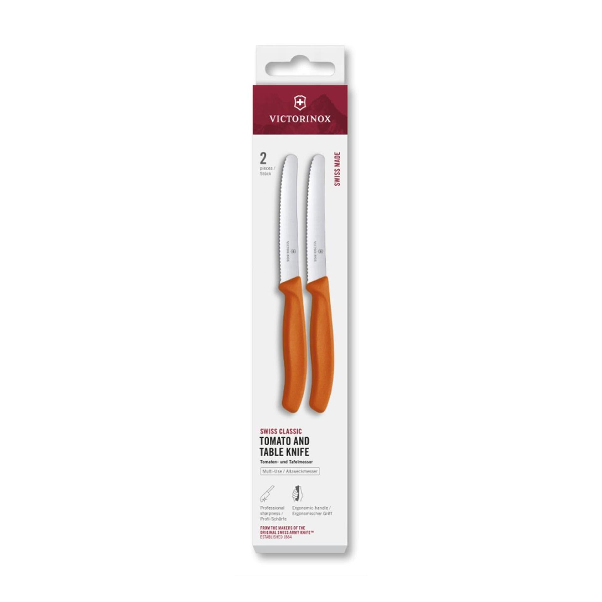 Couteau à tomates Victorinox 2 pcs orange dentelé