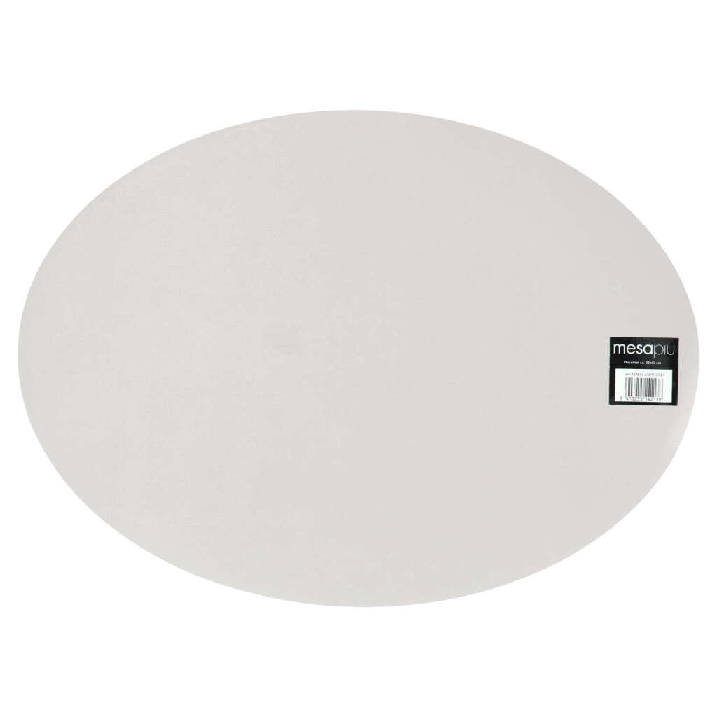 Mesapiu Mesapiu Placemat Cuir Look Gris clair ovale 45x33 cm