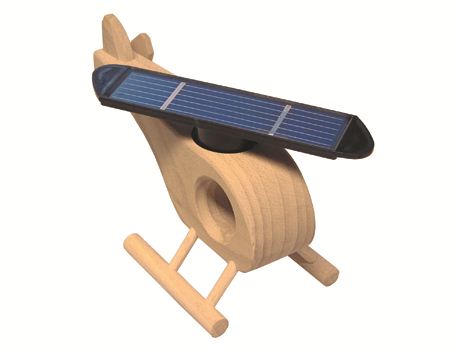 Hélicoptère en bois Solexpert avec panneau solaire naturel