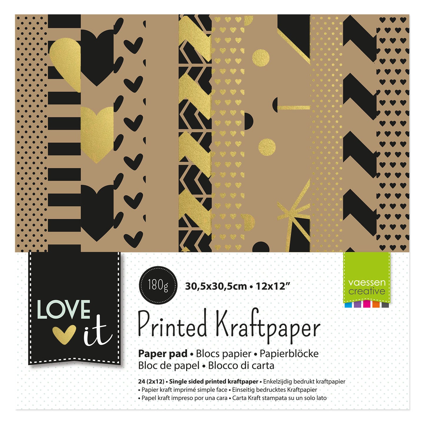 Vaessen creative love it papier kraft 30,5x30,5cm 24x