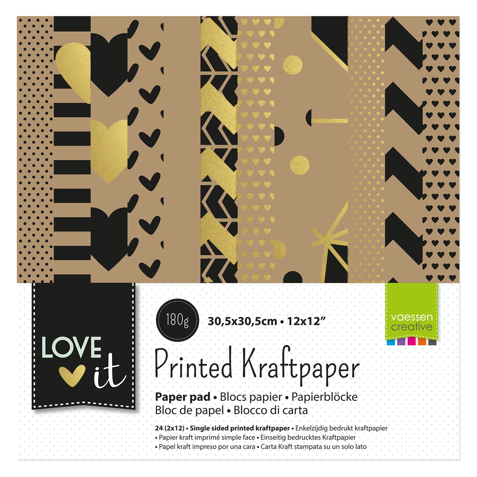 Vaessen creative love it papier kraft 30,5x30,5cm 24x