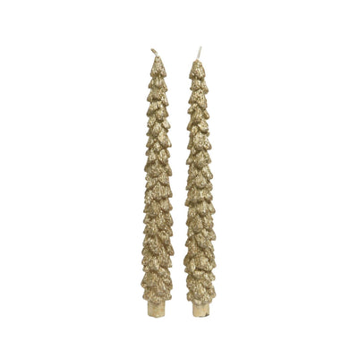 Bougie de dîner Decoris Sapin de Noël lot de 2 ø2,1xh25cm